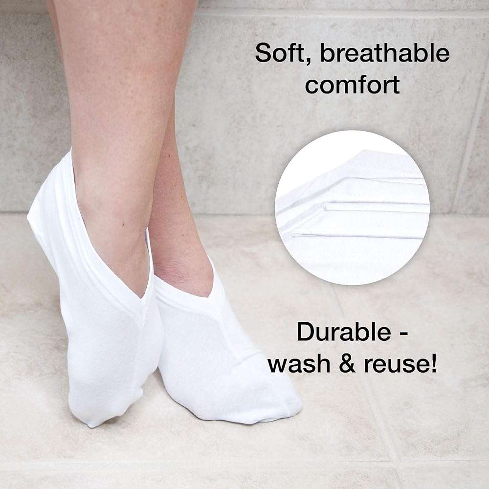 Eurow Moisturizing Cotton and Spandex Therapy Socks for Softening Dry Feet, Deep Hydration, and Spa-Like Skin Care Treatment, Perfect for Cracked Heels and Rough Skin, 2-Pair Set, White - Image 5