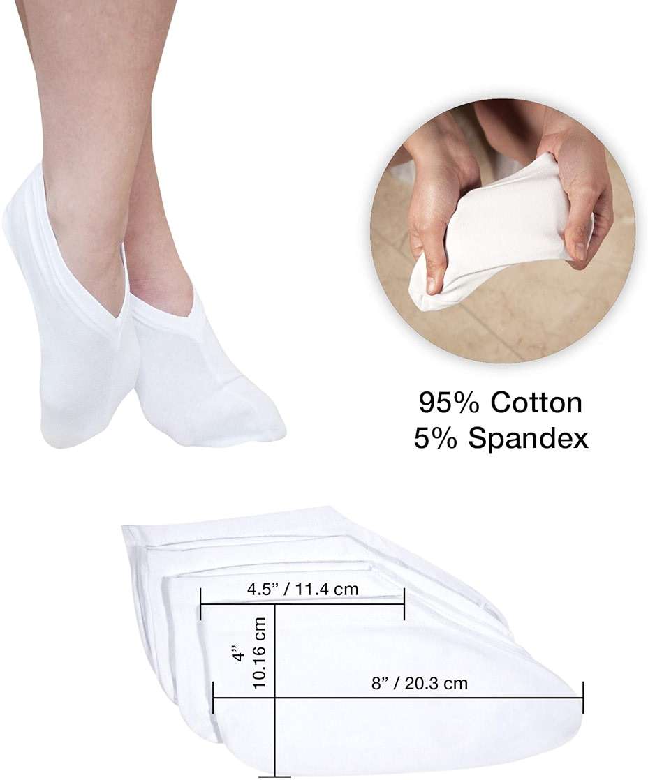 Eurow Moisturizing Cotton and Spandex Therapy Socks for Softening Dry Feet, Deep Hydration, and Spa-Like Skin Care Treatment, Perfect for Cracked Heels and Rough Skin, 2-Pair Set, White - Image 6