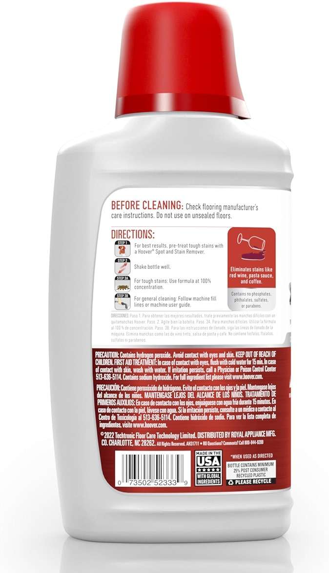 Hoover Oxy Portable Spot Cleaner Solution, 32 oz., Fresh Air Scent, Portable Cleaning Solution, Removes Tough Colored Stains from Carpet and Upholstery, Designed for Hoover CleanSlate Spot Cleaners - Image 2