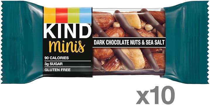 KIND Mini Snack Bars, Dark Chocolate Nuts & Sea Salt, Gluten Free, Low Sugar, Low Calorie Snacks, 10 Count - Image 5