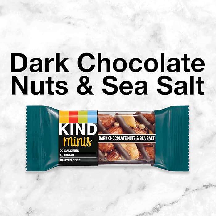 KIND Mini Snack Bars, Dark Chocolate Nuts & Sea Salt, Gluten Free, Low Sugar, Low Calorie Snacks, 10 Count - Image 7