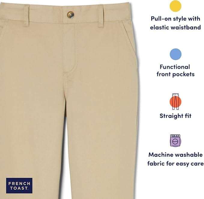 French Toast Girls' Pull-On Straight Fit Stretch Twill Pant - Image 3
