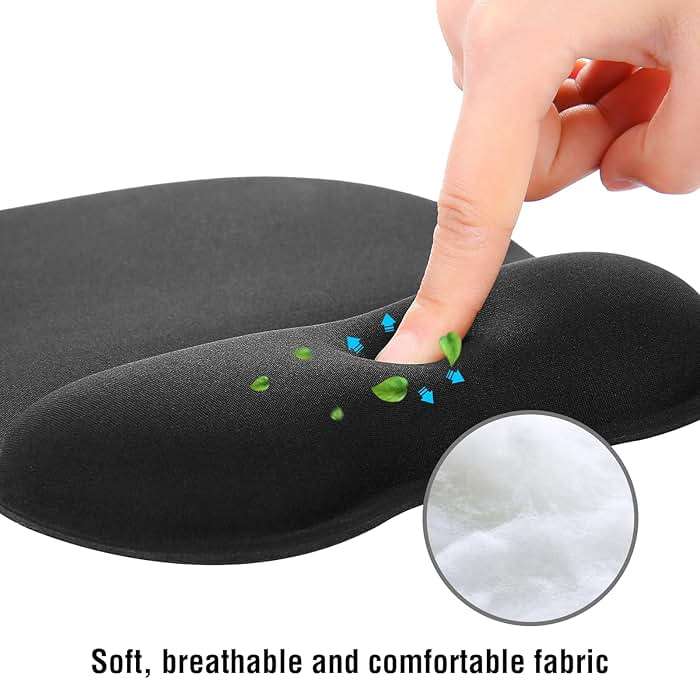 EooCoo Ergonomic Mouse Pad with Wrist Support, Mousepad with Memory Foam Wrist Rest and Non-Slip Base for Computer, Cafe, Home & Office, 9.64 x 8.26 in Office Desk Accessories - Image 4