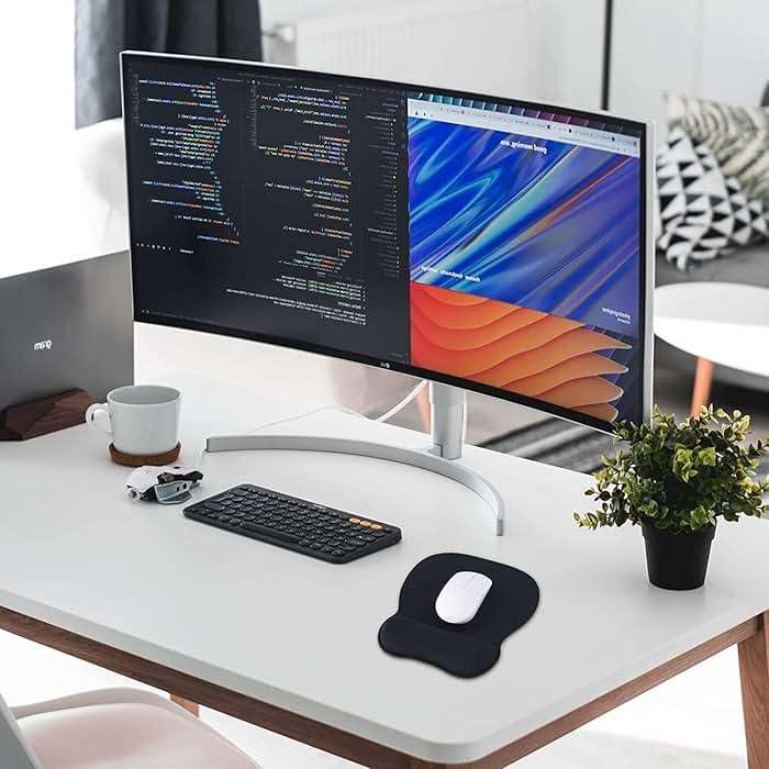 EooCoo Ergonomic Mouse Pad with Wrist Support, Mousepad with Memory Foam Wrist Rest and Non-Slip Base for Computer, Cafe, Home & Office, 9.64 x 8.26 in Office Desk Accessories - Image 9
