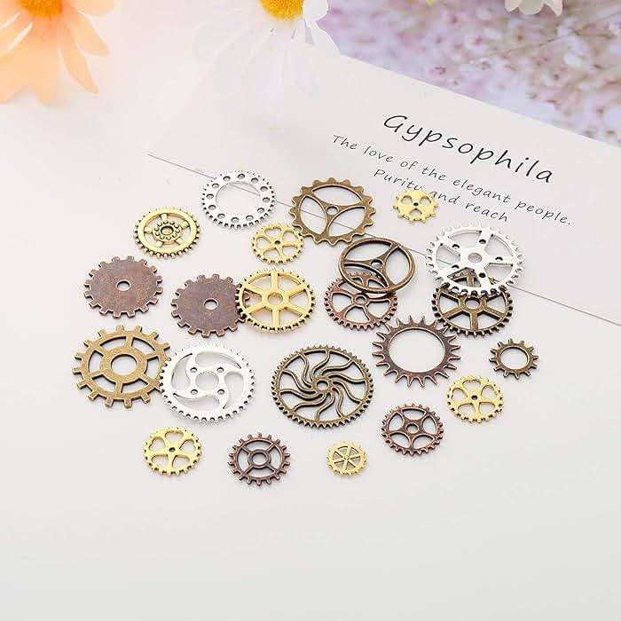 DAHI Antique Steampunk Gear,Mix Steampunk Wheel Alloy Gear Pendants Charms for Crafting Jewelry Making - Image 4