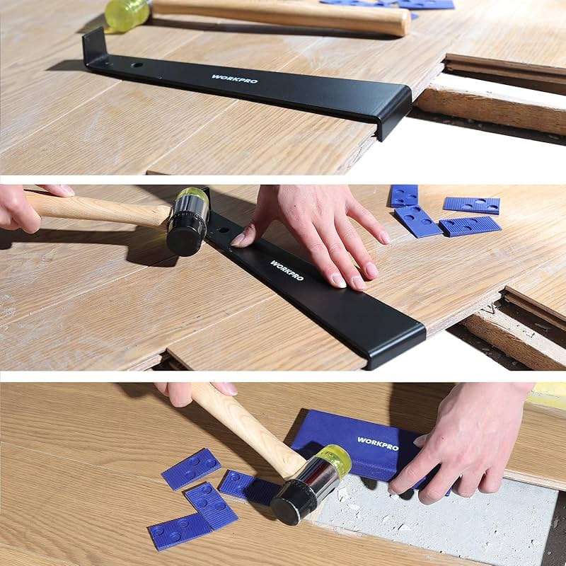 WORKPRO Laminate Wood Flooring Installation Kit with Reinforced Double-Faced Mallet, Heavy Duty Pull Bar, Tapping Block and 30-Piece Spacers Included,Multicolor - Image 7