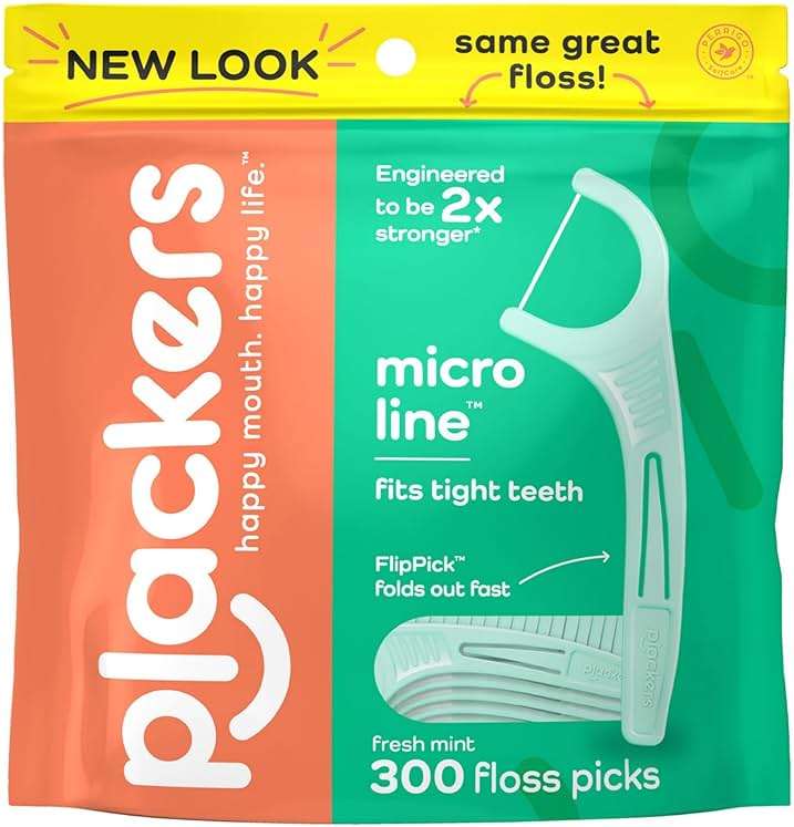 Plackers® Micro Line® Floss Picks - Intense Mint, Floss Fiber Made Without PTFE, 300 Count - Image 1