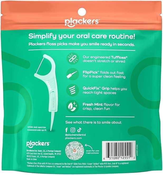 Plackers® Micro Line® Floss Picks - Intense Mint, Floss Fiber Made Without PTFE, 300 Count - Image 2