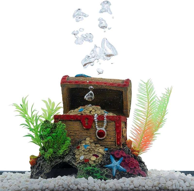 GLOFISH Aquarium Décor and Pump, Treasure Chest Air Pump Decoration for Fish Tanks, Multicolor - Image 3