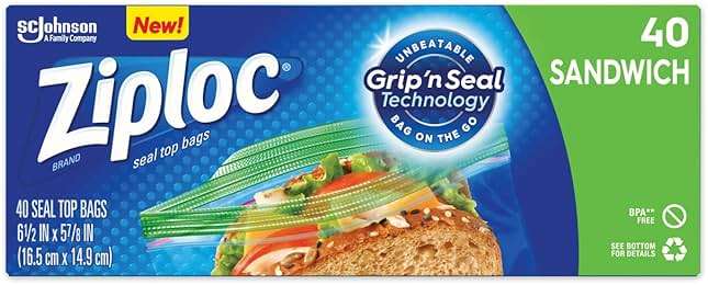 Ziploc, Seal Top Bags Sandwich Bonus Pack, 40 Count - Image 1