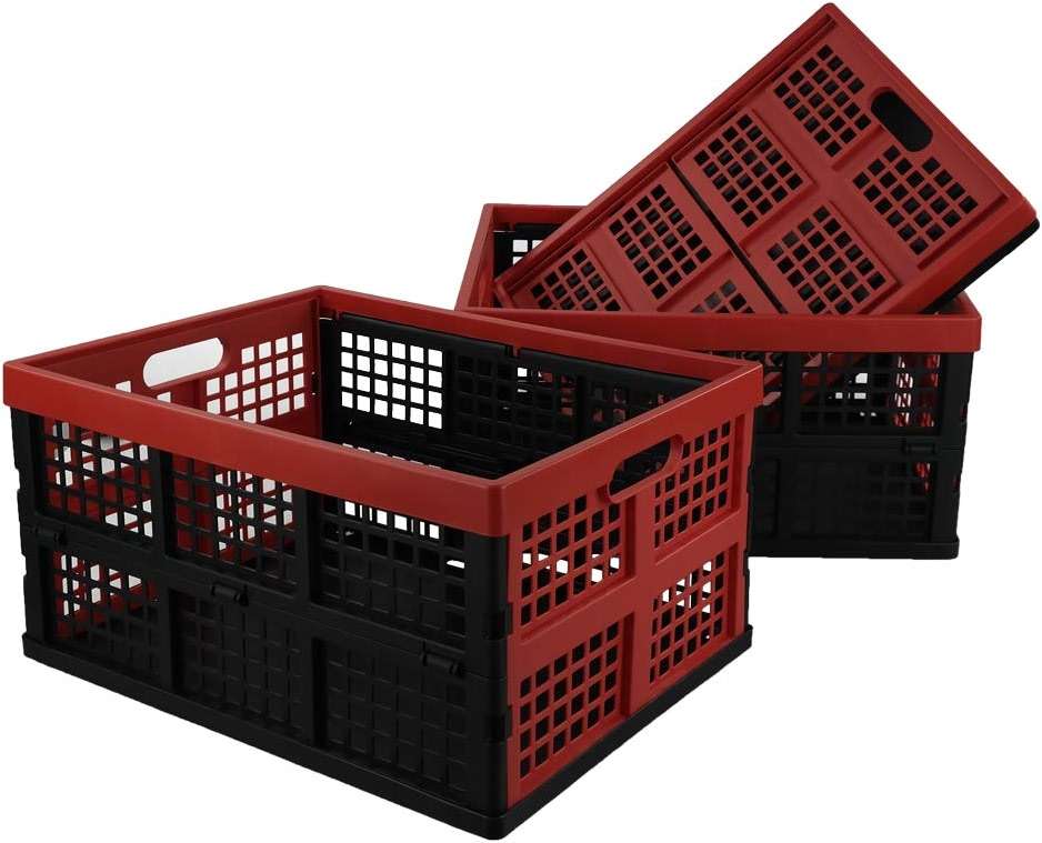 Obstnny 34 Quart Collapsible Storage Bins, Stackable Milk Crate, 3 Packs - Image 1