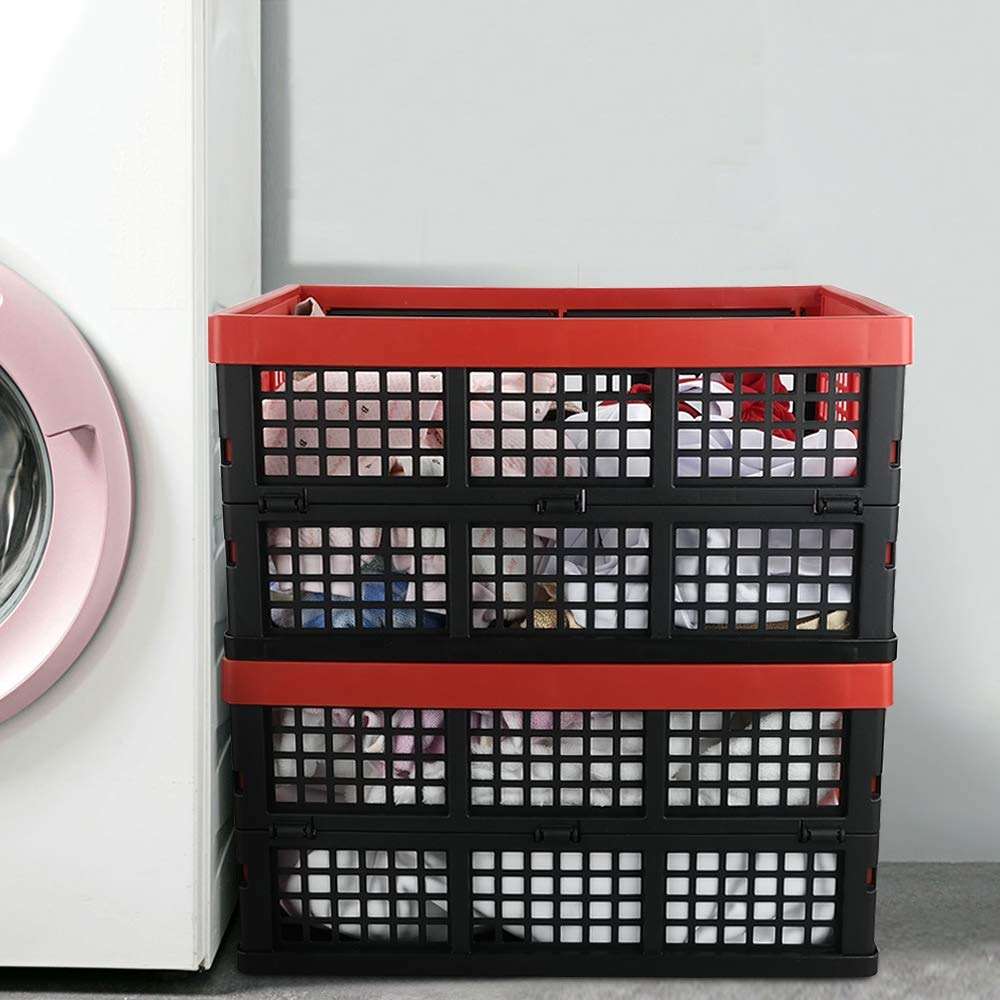 Obstnny 34 Quart Collapsible Storage Bins, Stackable Milk Crate, 3 Packs - Image 4