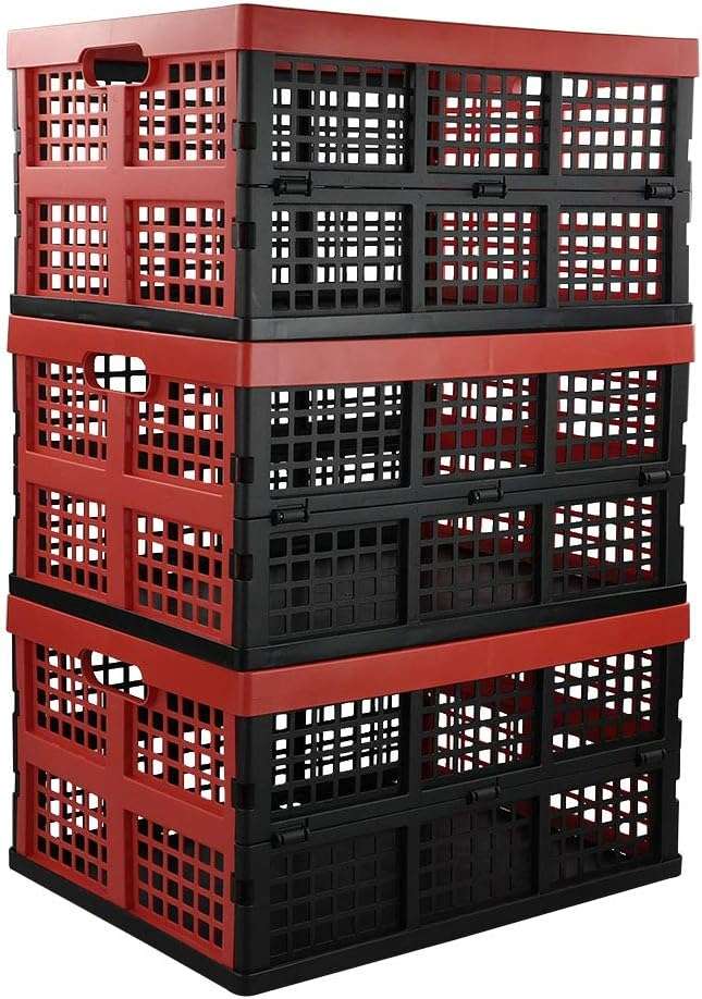 Obstnny 34 Quart Collapsible Storage Bins, Stackable Milk Crate, 3 Packs - Image 6
