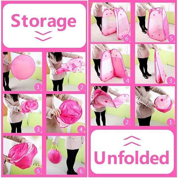 Crayline Pop Up Princess Tent with Star Light, Toys for 1 2 3 Year Old Girl Birthday Gift, Baby Girl Toys, Ball Pit for 12-18 Months Toddler Gift, Easy to Pop Up and Assemble(Pink) - Image 8