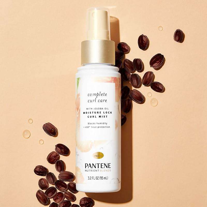 Pantene Heat Protectant Spray with Jojoba Oil for Curly Hair, Nutrient Blends Moisture Lock Curl Mist, Sulfate Free, 3.2 fl oz Twin Pack - Image 3