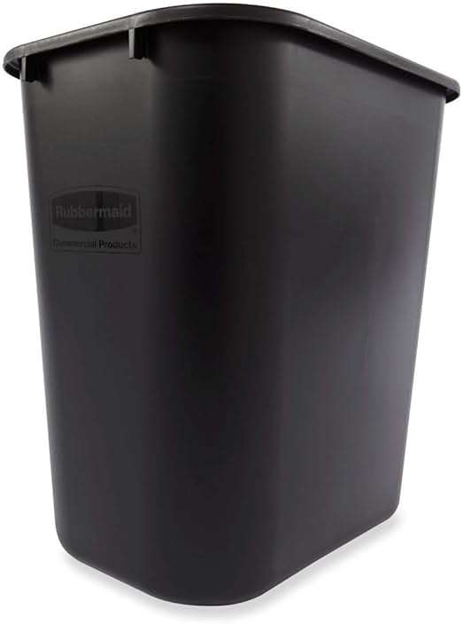 Rubbermaid Commercial Products Wastebasket/Trash Can, 7-Gallon/28-Quart, Black, Plastic, for Bedroom/Bathroom/Office, Fits Under Desk/Sink/Cabinet, Pack of 4 - Image 2