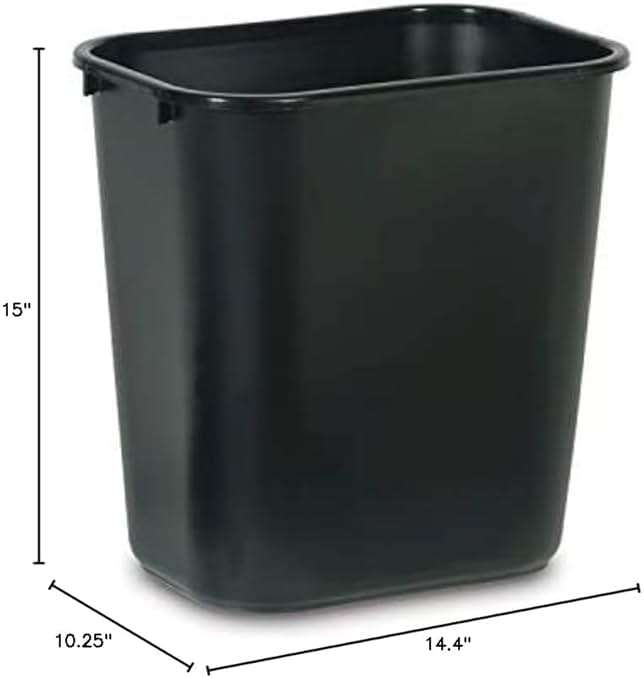 Rubbermaid Commercial Products Wastebasket/Trash Can, 7-Gallon/28-Quart, Black, Plastic, for Bedroom/Bathroom/Office, Fits Under Desk/Sink/Cabinet, Pack of 4 - Image 6
