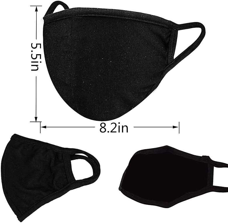 FECEDY 6pcs/Pack Black Mask Windproof Dustproof Masks Breathable Reusable Washed for Outdoor Sport Half Face Earloop Cotton Masks - Image 2