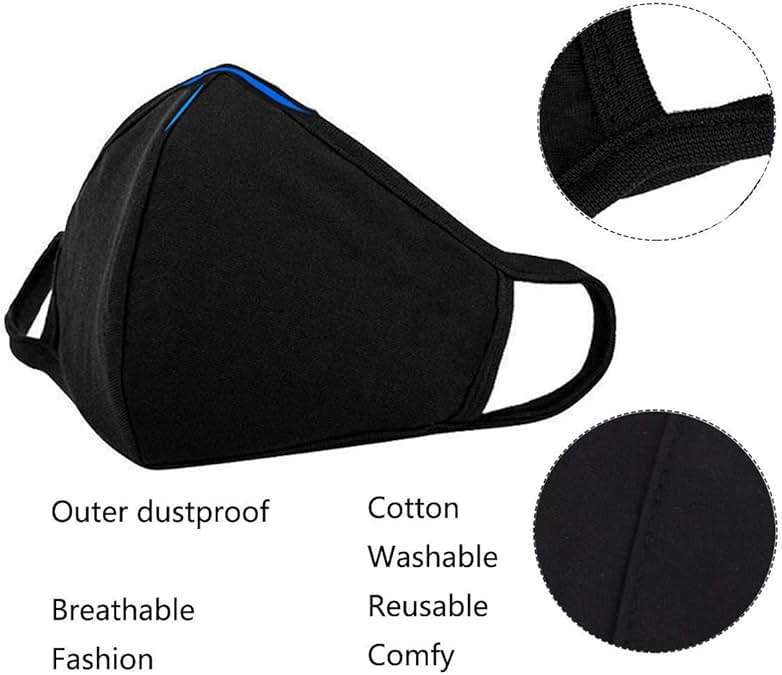 FECEDY 6pcs/Pack Black Mask Windproof Dustproof Masks Breathable Reusable Washed for Outdoor Sport Half Face Earloop Cotton Masks - Image 3