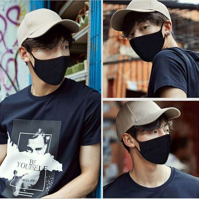 FECEDY 6pcs/Pack Black Mask Windproof Dustproof Masks Breathable Reusable Washed for Outdoor Sport Half Face Earloop Cotton Masks - Image 4