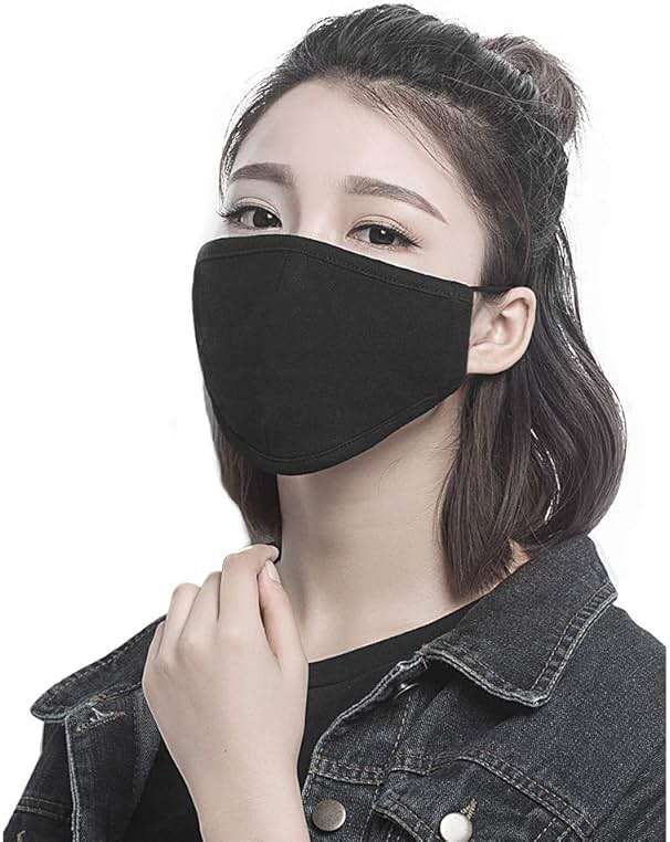 FECEDY 6pcs/Pack Black Mask Windproof Dustproof Masks Breathable Reusable Washed for Outdoor Sport Half Face Earloop Cotton Masks - Image 6