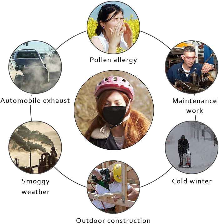 FECEDY 6pcs/Pack Black Mask Windproof Dustproof Masks Breathable Reusable Washed for Outdoor Sport Half Face Earloop Cotton Masks - Image 7