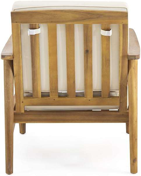 Christopher Knight Home Felix Outdoor Acacia Wood Club Chair (Set of 2), Teak Finish, Beige - Image 5