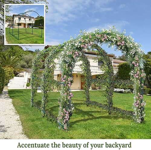 Multi-Size Large Garden Support Arch Frame Climbing Plant Arch Arbor for Flowers/Fruits/Vegetables (6.5ft x 7ft x 7.2ft) - Image 3