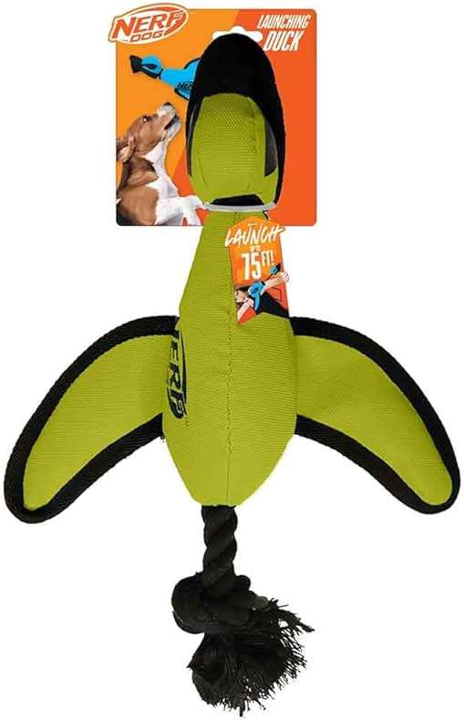 Nerf Dog Trackshot Launching Duck Dog Toy, 16.5 Dog Fetch Toy for Medium and Large Breeds, Green - Image 1