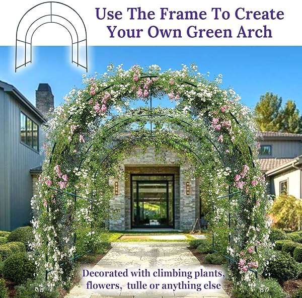 Multi-Size Large Garden Support Arch Frame Climbing Plant Arch Arbor for Flowers/Fruits/Vegetables (8.2ft x 7ft x 7.2ft) - Image 6