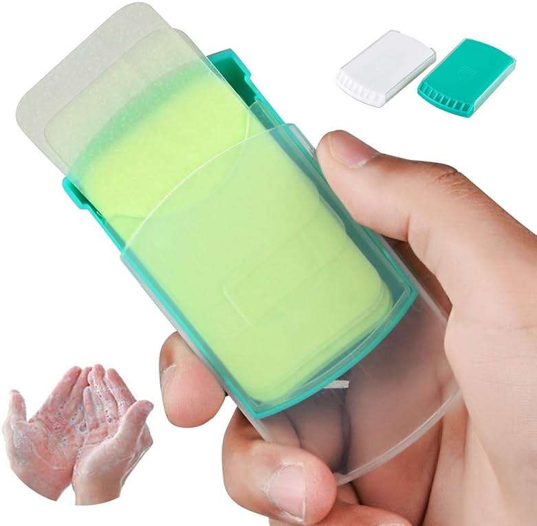HongyiTime 2 Boxs (100 Sheets) Hand Washing Soap Sheets for Outdoor Travel,Portable Camping Hand Soap,Hiking Washing Hand Bath Paper Soap for Travel,BBQ,Party,School,Girls - Image 1