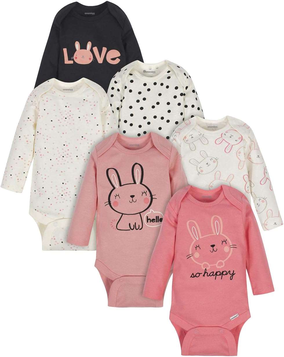 Onesies Brand, Unisex Baby, 6-Pack Long Sleeve Bodysuits - Image 1