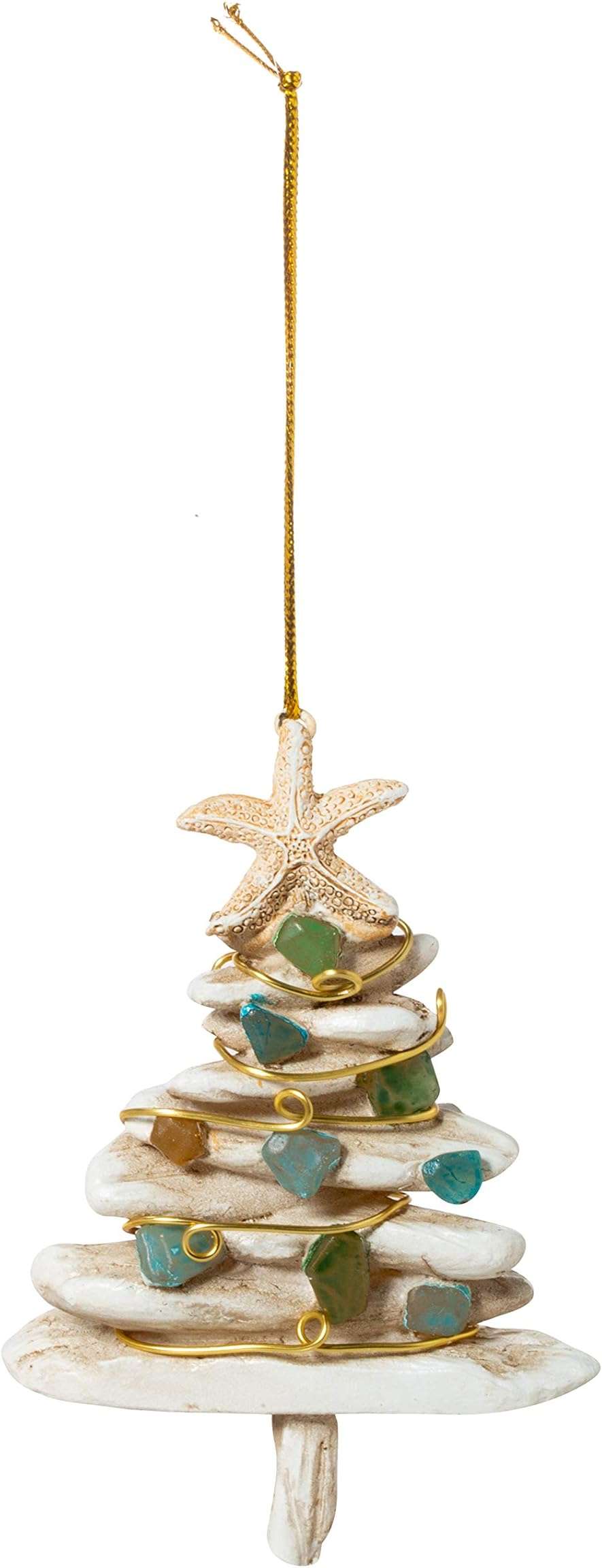 Cape Shore Driftwood and Sea Glass Christmas Tree Holiday Ornament - Image 2