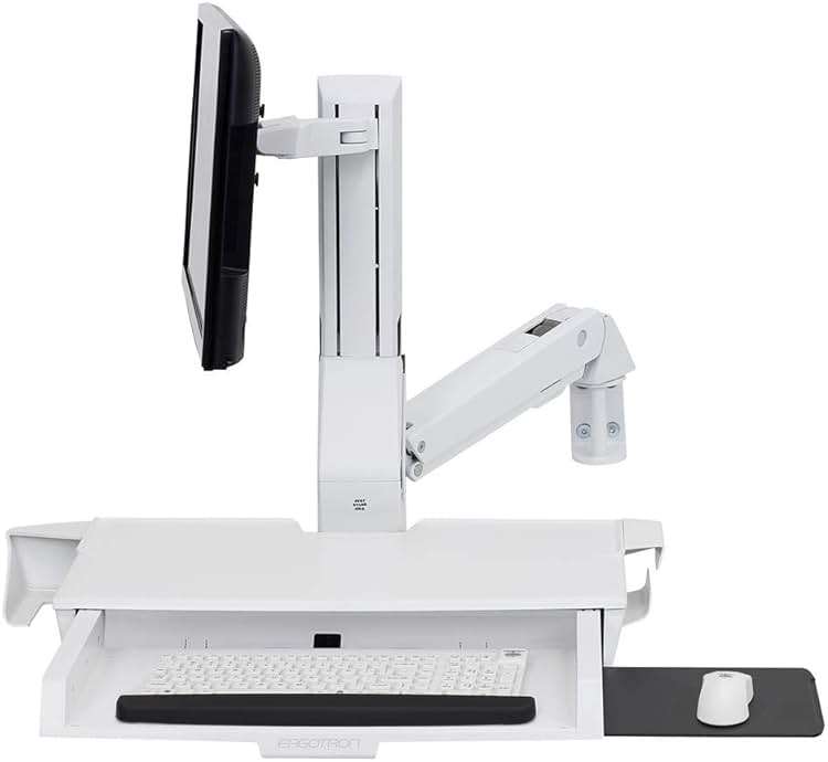 Ergotron StyleView Wall Mount for Monitor, Bar Code Scanner, Keyboard, Wrist Rest, Mouse - White - 1 Display(s) Supported24 Screen Support - 32 lb Load Capacity - 75 x 75, 100 x 100 VESA Standard - Image 1