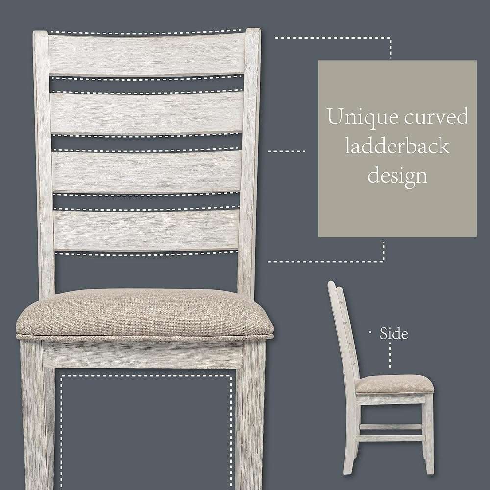 Signature Design by Ashley Skempton Dining Chairs Set of 2, Cushioned Seat, Wood and Engineered Wood, Coastal Farmhouse Kitchen Seating, White & Light Brown, 18" W x 22" D x 39" H - Image 8