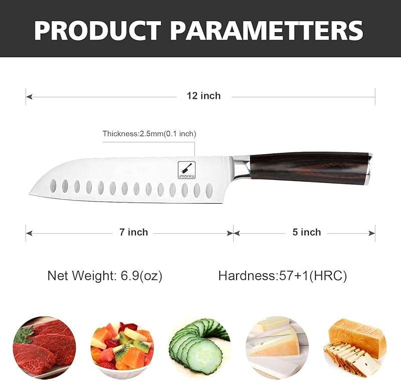 imarku Chef Knife 7 Inch Kitchen Knife Ultra Sharp Santoku Knife - High Carbon Japanese Chefs Knife, Kitchen Gadgets 2025, Apartment Essentials, Birthday Gifts for Him Her, Best Gifts for Women Men - Image 3
