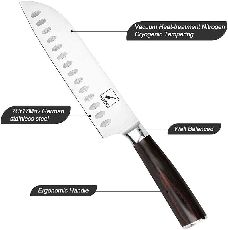 imarku Chef Knife 7 Inch Kitchen Knife Ultra Sharp Santoku Knife - High Carbon Japanese Chefs Knife, Kitchen Gadgets 2025, Apartment Essentials, Birthday Gifts for Him Her, Best Gifts for Women Men - Image 4