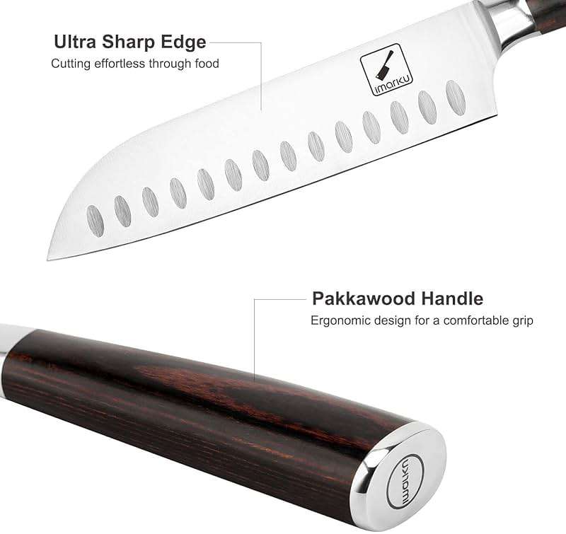 imarku Chef Knife 7 Inch Kitchen Knife Ultra Sharp Santoku Knife - High Carbon Japanese Chefs Knife, Kitchen Gadgets 2025, Apartment Essentials, Birthday Gifts for Him Her, Best Gifts for Women Men - Image 5