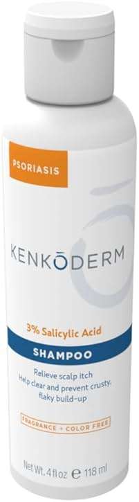 Kenkoderm Psoriasis Shampoo - 3 Percent Salicylic Acid Formula, Anti-Dandruff Cleanser for Itchy or Dry Hair & Scalp, Color & Fragrance Free, 4 Fluid Ounce - Image 1