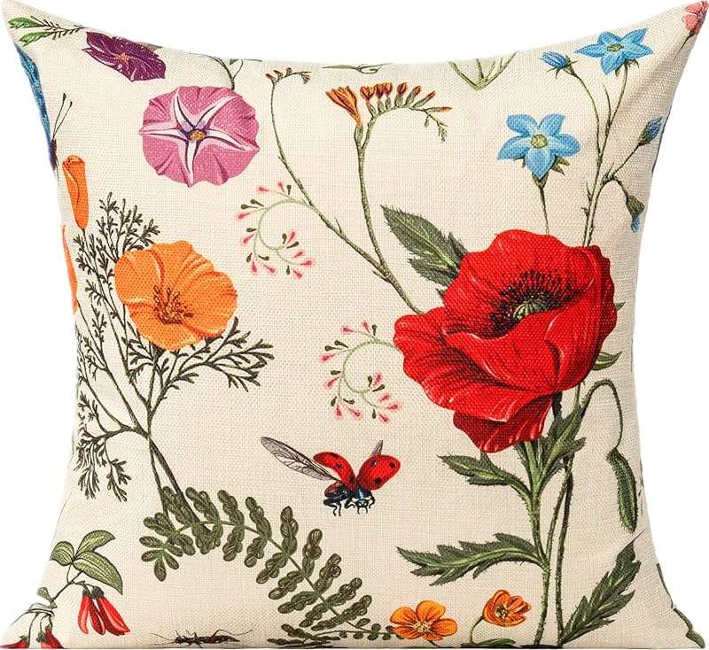 All Smiles Outdoor Patio Throw Pillow Covers 18x18 Set of 4 Spring Summer Garden Flowers Farmhouse Décor Outside Furniture Bench Chair Decorative Cushion Cases for Swing Deep Seat Bed Couch Sofa - Image 5