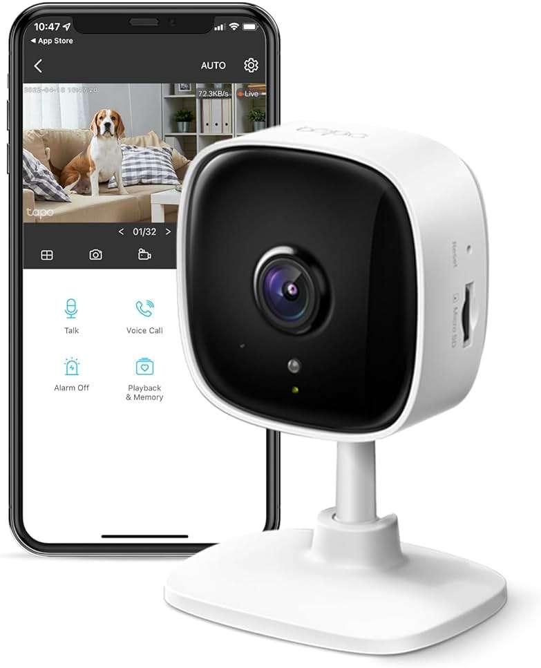 TP-Link Tapo 1080P Indoor Security Camera for Baby Monitor, Dog Camera w/Motion Detection, 2-Way Audio Siren, Night Vision, Cloud & SD Card Storage, Works w/Alexa & Google Home (Tapo C100) - Image 1