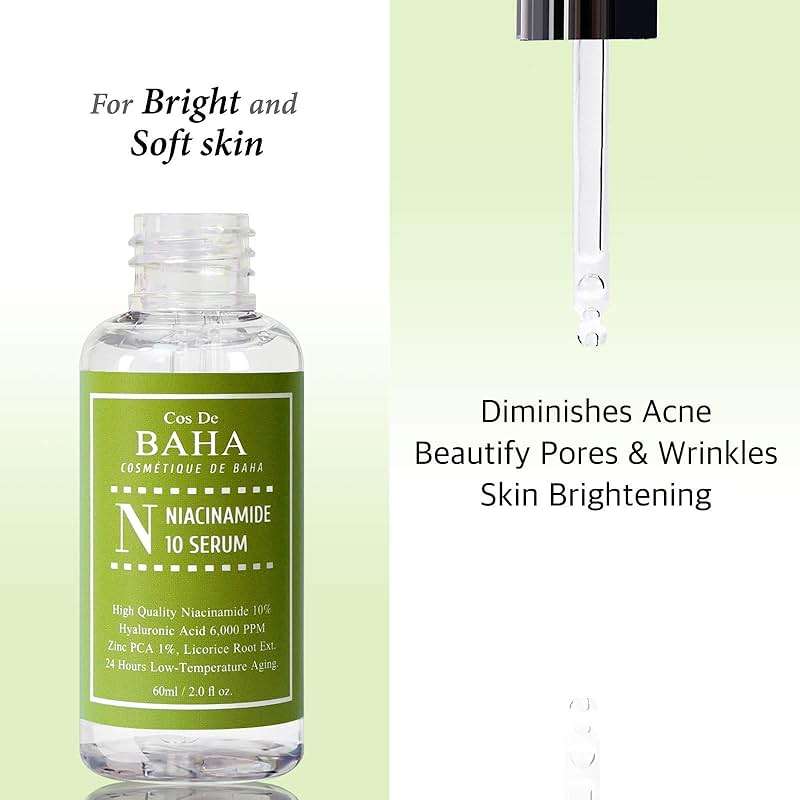 Cos De BAHA Niacinamide 10% Serum 2 Fl Oz – Zinc PCA, Hyaluronic Acid & Aloe for Balancing, Pore-Refining & Uneven Tone (60 ml) - Image 3