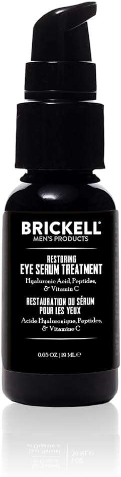 Brickell Men's Dark Circle Under Eye Treatment Serum For Men, Eye Gel to Firm Wrinkles, Reduce Dark Bags, and Promote Youthful Skin, With Hyaluonic Acid, Peptides, and Vitamin C, 0.65oz, Unscented - Image 1