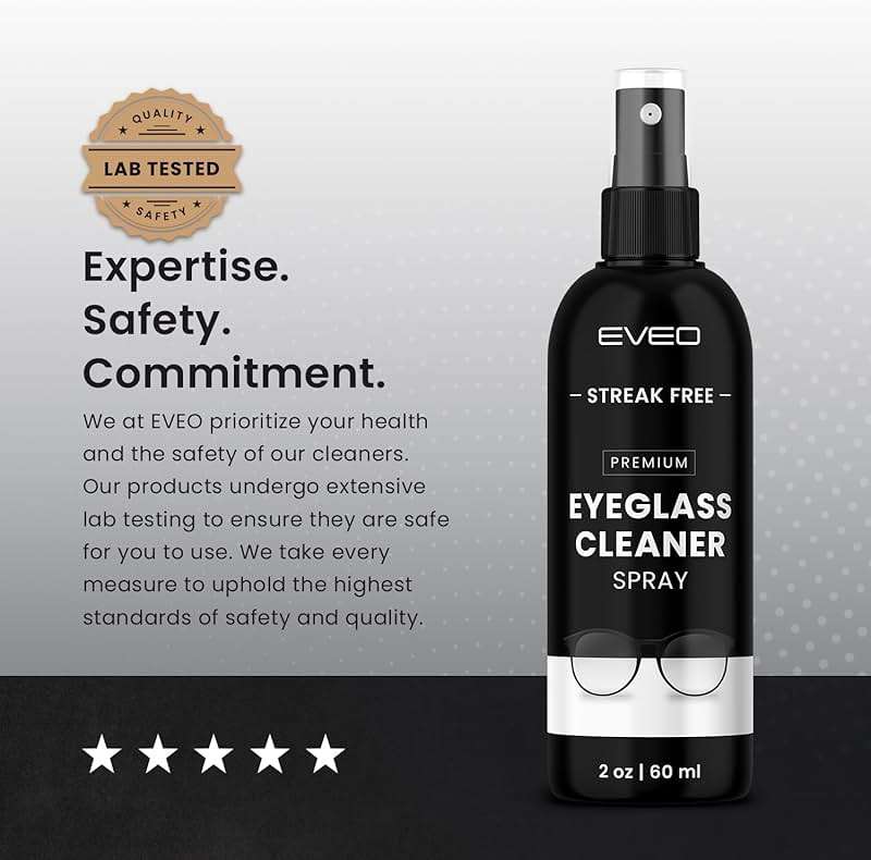 EVEO Glasses Cleaner Spray - Eyeglass Cleaner Lens Cleaner No Streaks Technology & Microfiber Cleaning Cloth - Glasses Cleaning Kit, Eye Glass Cleaners Spray - Screen & Eye Glasses Kit - 2 Pack - Image 7