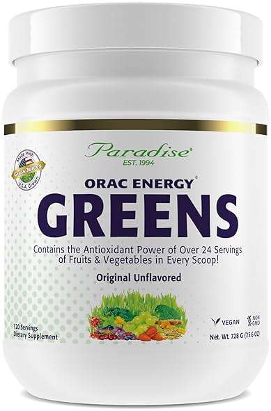 Paradise Herbs, ORAC Energy Greens Powder, Antioxidant Power of 24 Servings of Fruits & Vegetables in 1 Scoop, 120 Servings - Image 1