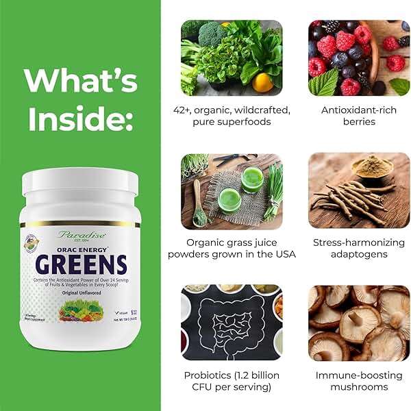 Paradise Herbs, ORAC Energy Greens Powder, Antioxidant Power of 24 Servings of Fruits & Vegetables in 1 Scoop, 120 Servings - Image 3