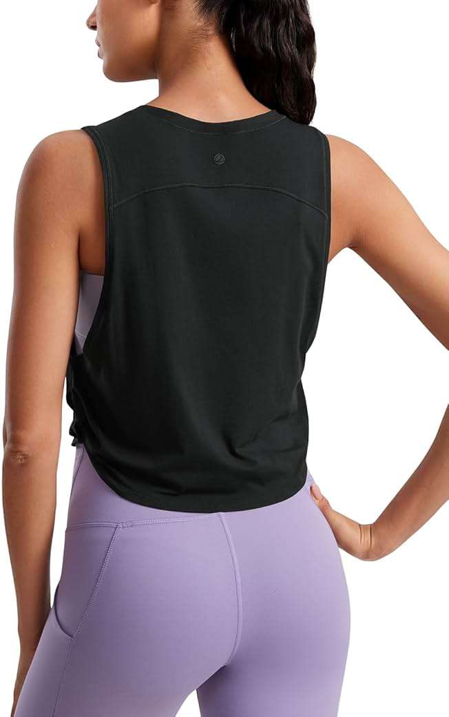 CRZ YOGA Pima Cotton Large Armhole Tank Tops for Women - Workout Sport Athletic Yoga Running Gym Loose Crop Sleeveless Shirts - Image 3
