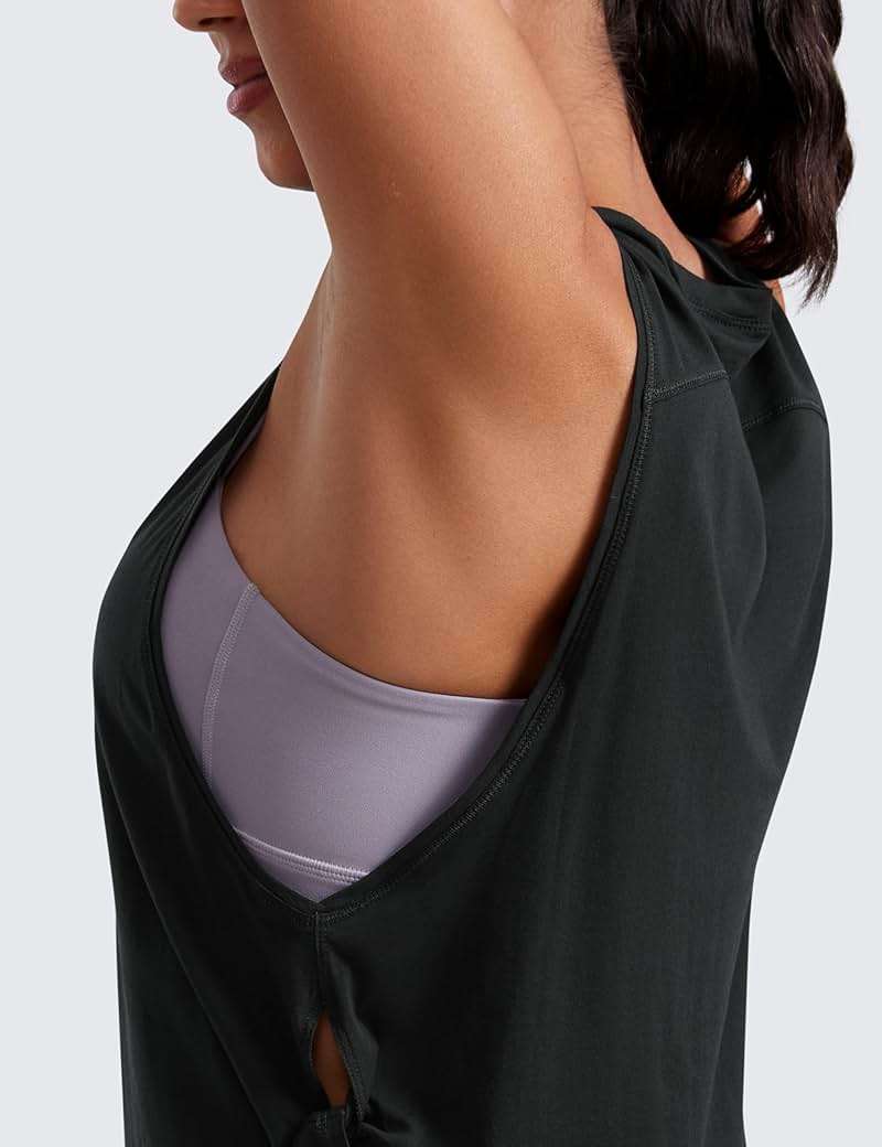 CRZ YOGA Pima Cotton Large Armhole Tank Tops for Women - Workout Sport Athletic Yoga Running Gym Loose Crop Sleeveless Shirts - Image 6