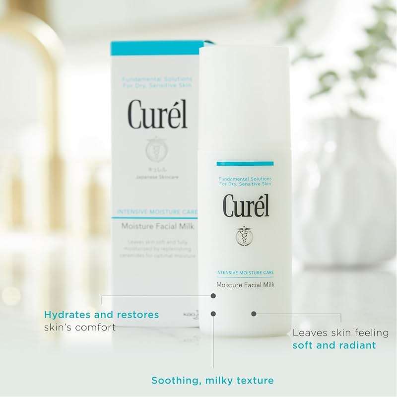 Curel Japanese Skin Care Moisture Facial Milk Moisturizer, Daily Face Lotion for Dry Sensitive Skin, pH Balanced, Unscented Advanced Ceramide Care Face Cream without Drying Alcohols, 4 Oz - Image 3