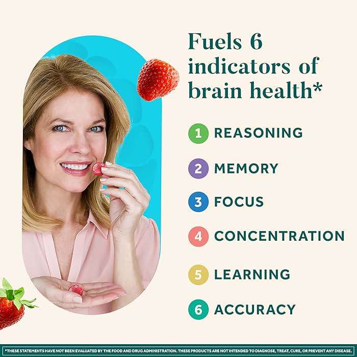 NEURIVA Plus Brain Supplements for Memory and Focus, Clinically Tested Nootropics Neurofactor and Phosphatidylserine with Vitamin B12, Vitamin B6, 50 Count Strawberry Gummies - Image 2